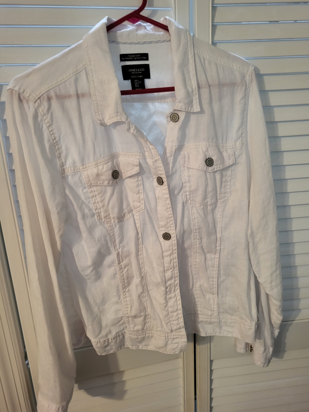 Jones New York White Button-Front Jean Jacket